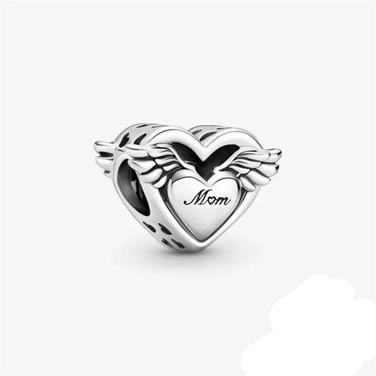 Sterling Silver Mom Charm with wings