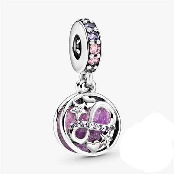 Sterling Silver Infinite Love Charm with Enamel and Crystals - Sterling Silver Infinite Love Charm with enamel and crystals