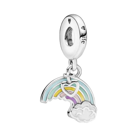 Sterling Silver Rainbow Heart Charm - Celebrate Positivity with Color - Sterling Silver Rainbow Heart Charm with enamel
