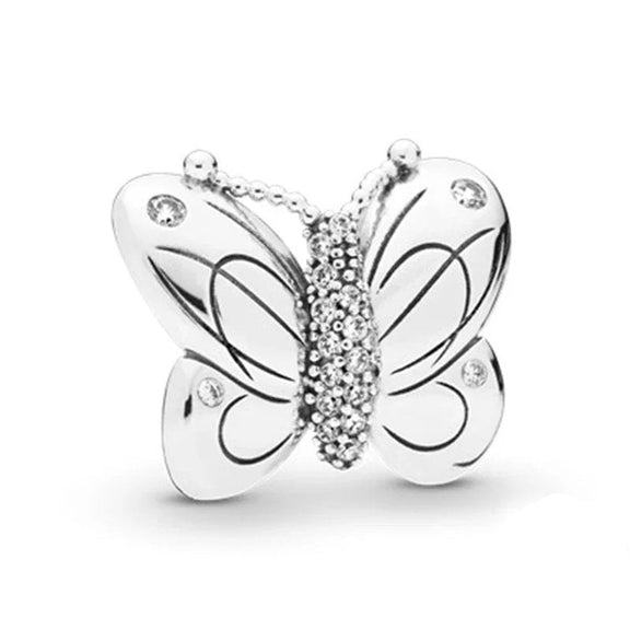 Sterling Silver Butterfly Charm - Celebrate Nature's Beauty 🦋✨ - Sterling Silver Butterfly Charm with crystals