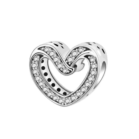 Sterling Silver Crystal Heart Charm - Sterling Silver Crystal Heart Charm