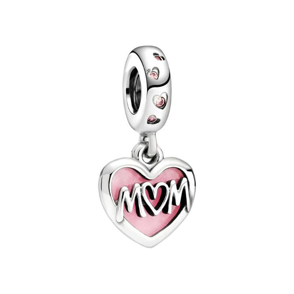 Sterling Silver Pink Mom Charm with Enamel - Sterling Silver Pink Mom Charm with enamel