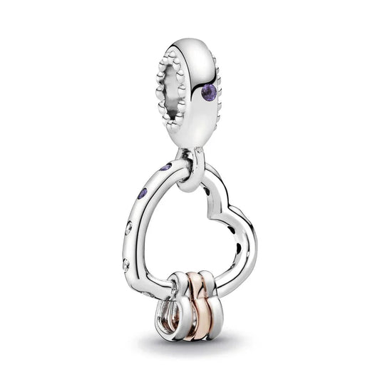 Sterling Silver Heart Ring Charm with crystals