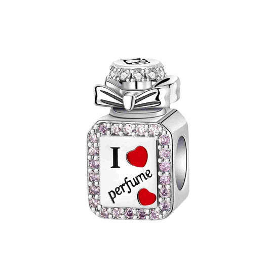 Sterling Silver Perfume Bottle Charm with enamel and crystals