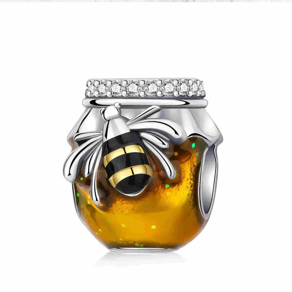 Sterling Silver Honey Pot Charm - Sterling Silver Honey Pot Charm with enamel and crystals