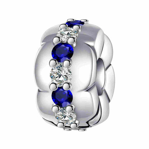 Sterling Silver Blue Crystal Clasp Charm - Sterling Silver Blue Crystal Clasp Charm