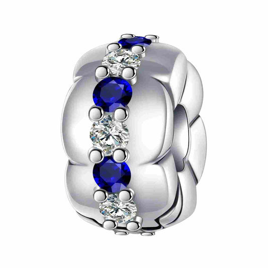 Sterling Silver Blue Crystal Clasp Charm