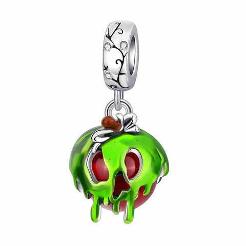 Sterling Silver Poison Apple Charm - Sterling Silver Poison Apple Charm with enamel and crystals