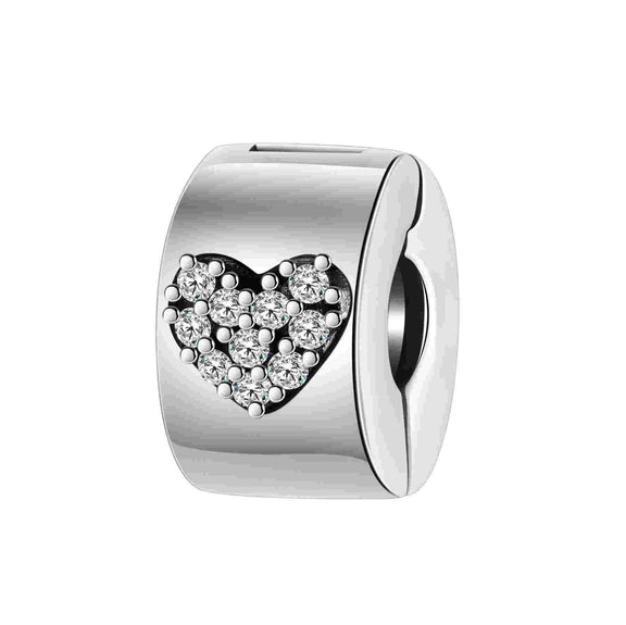 Sterling Silver Sparkling Heart Charm - Shine Bright with Elegance 💎✨ - Sterling Silver Sparkling Heart Charm with cubic zirconia