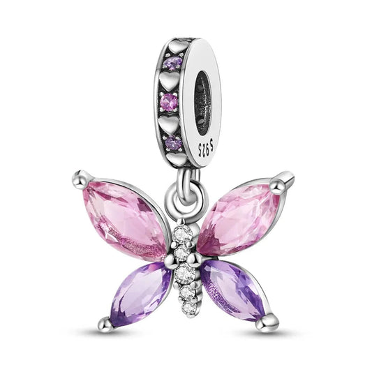 Sterling Silver Pink and Purple Butterfly Charm