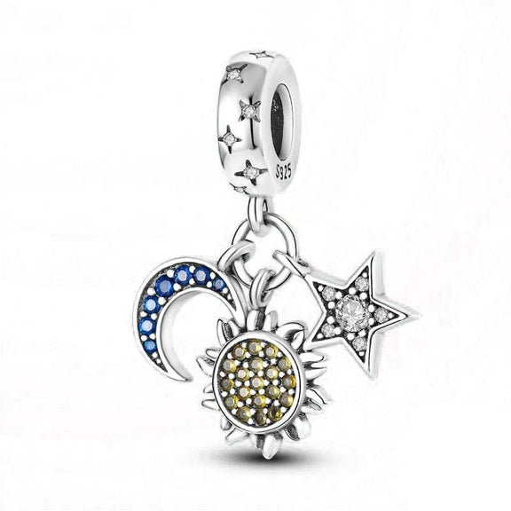 🌙 Sterling Silver Celestial Charm with Sun, Moon, and Star 🌙 - Sterling Silver Celestial Charm with sun, moon, and star