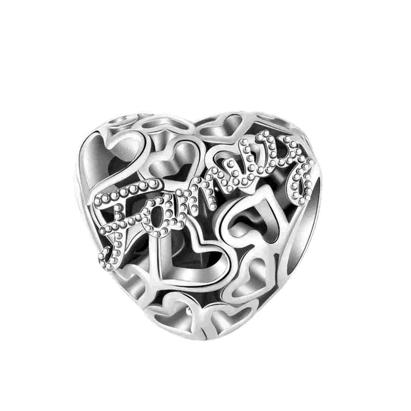 Sterling Silver Heart Family Charm - Sterling Silver Heart Family Charm