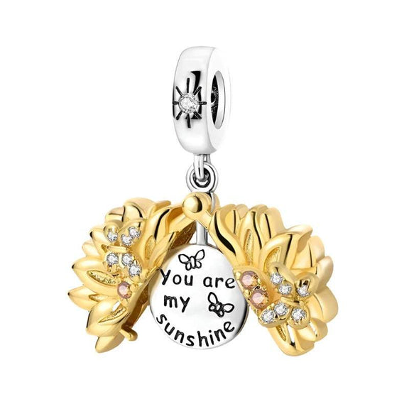 Sterling Silver You Are My Sunshine Charm - Sterling Silver You Are My Sunshine Charm with Two-Tone Finish