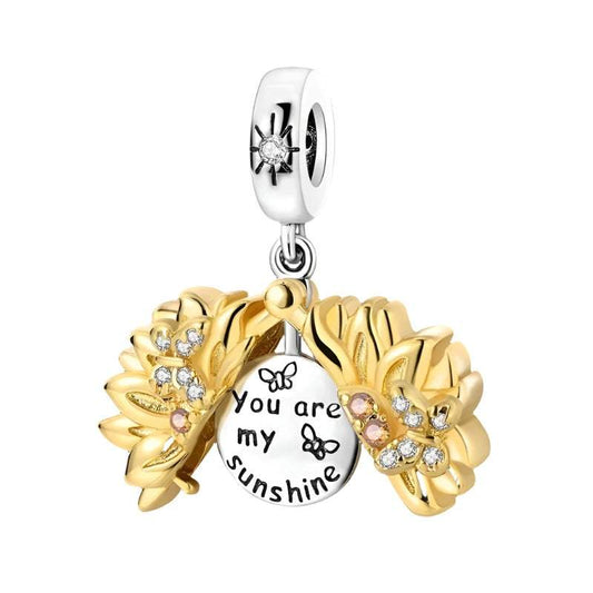 Sterling Silver You Are My Sunshine Charm with Two-Tone Finish