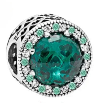 Sterling Silver Green Crystal Charm - Sterling Silver Green Crystal Charm