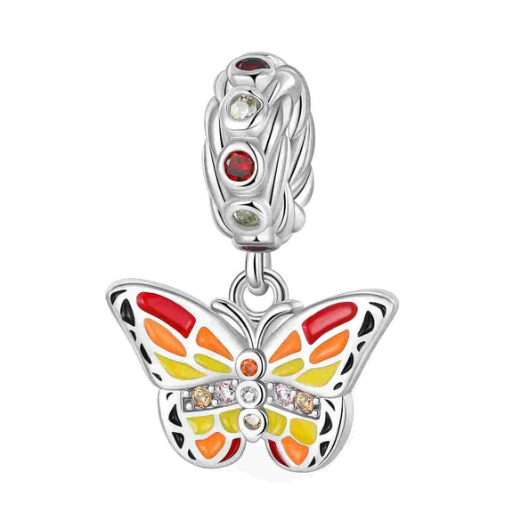 Sterling Silver Butterfly Charm - Celebrate Transformation and Beauty - Sterling Silver Butterfly Charm with enamel and crystals