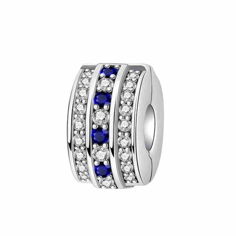 Sterling Silver Crystal Pave Charm - Sterling Silver Crystal Pave Charm with blue and clear crystals