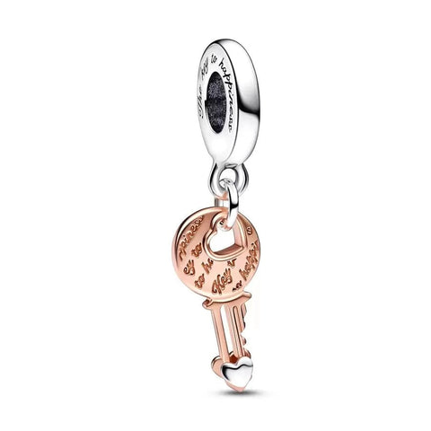 Key to Happiness Charm Fits Pandora Bracelets - Key to Happiness charm in rose gold, fits Pandora bracelets