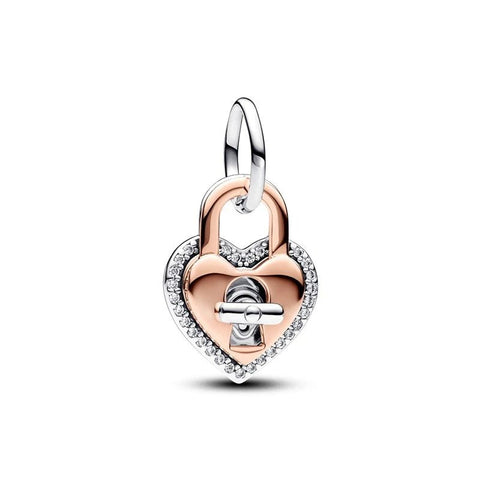 Heart Lock Charm Sparkling Love for Pandora - Heart Lock charm with sparkling accents, fits Pandora bracelets