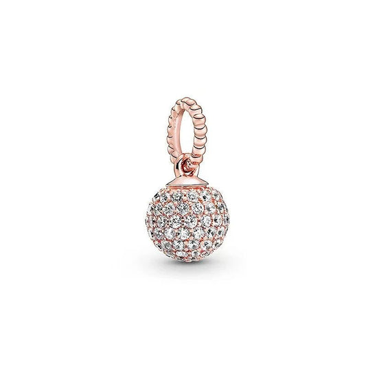 Sparkle Globe charm in rose gold with encrusted crystals, fits Pandora bracelets