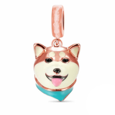Dog Charm Adorable Companion for Pandora Bracelets - Dog charm in rose gold with colorful enamel accents, fits Pandora bracelets