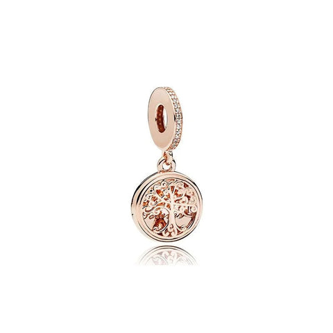 Tree of Life Charm Symbolic Beauty for Pandora Bracelets - Tree of Life charm in rose gold with sparkling accents, fits Pandora bracelets