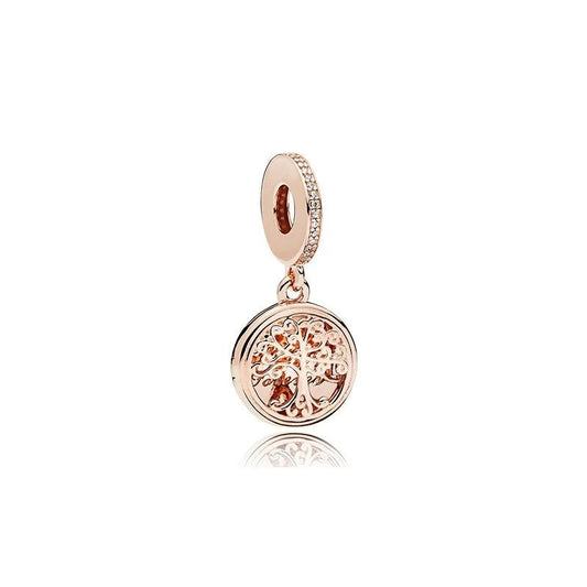 Tree of Life charm in rose gold with sparkling accents, fits Pandora bracelets
