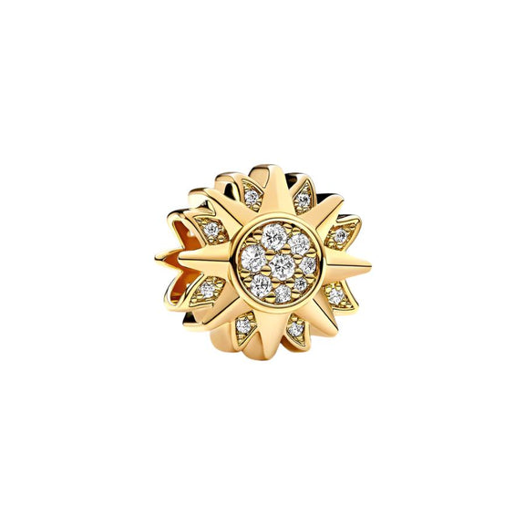 Radiant Gold Sun Charm with Crystals - Gold sun charm with sparkling crystals