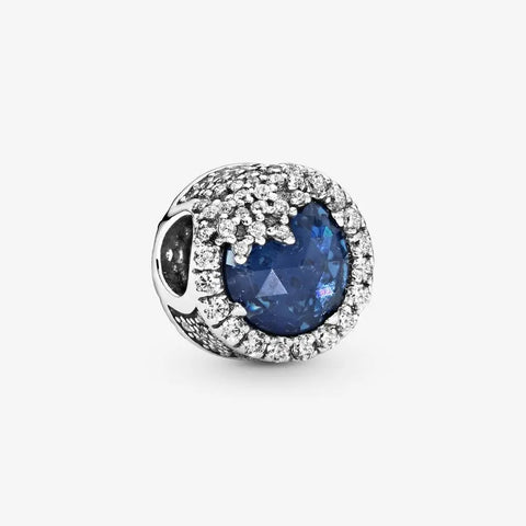 Sterling Silver Charm with Blue Gemstone and Crystals - Sterling Silver Charm with Blue Gemstone and Crystals