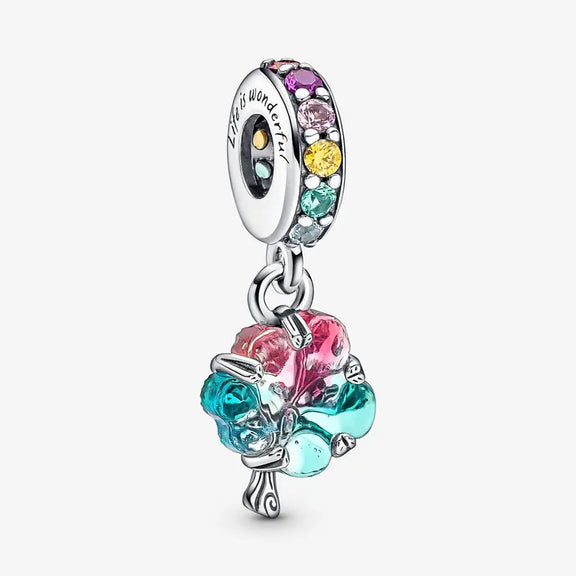 Sterling Silver Life is Wonderful Charm with Multicolor Crystals - Sterling silver Life is Wonderful charm with multicolor crystals