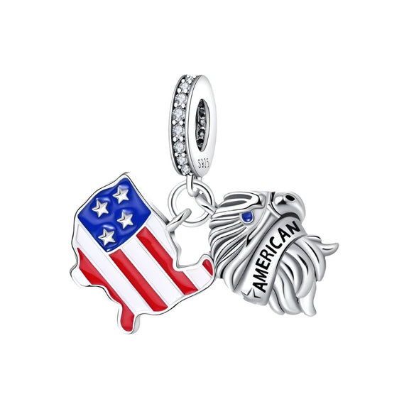 🦅 Eagle & American Map Charm 🦅 - Eagle and American map charm in red, white, and blue enamel.