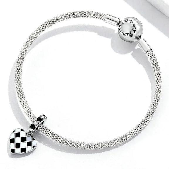 Checkered Heart Charm - checkered-heart-charm Pandora Jewelry fits bracelet charm affordable