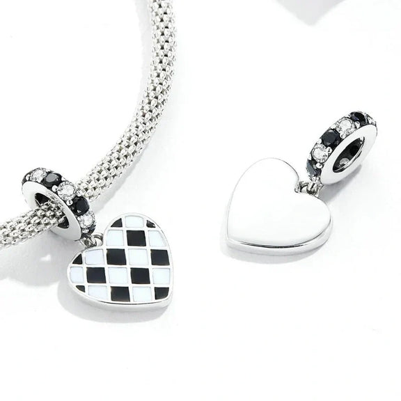 Checkered Heart Charm - checkered-heart-charm Jewelry Pandora affordable charm fits bracelet