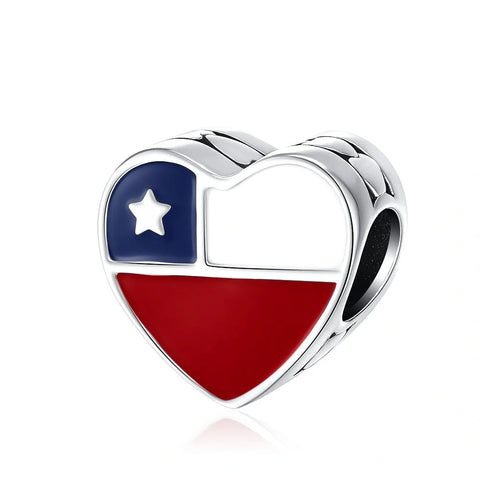 jewlouli chile-flag-heart-pandora-charm-jewelry fits pandora bracelet