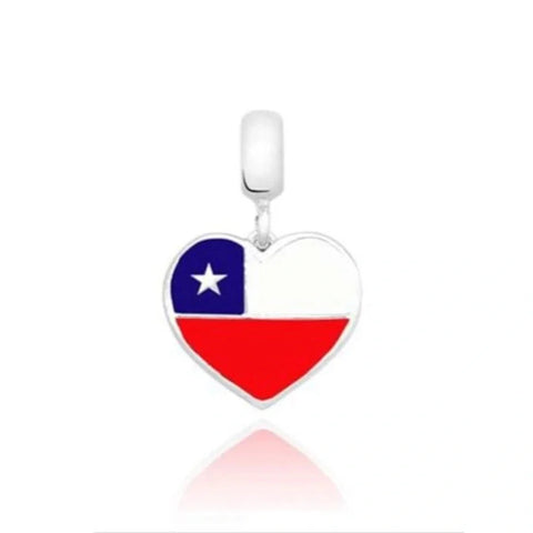 jewlouli chile-heart-flag-dangle-pandora-charm-jewelry fits pandora bracelet
