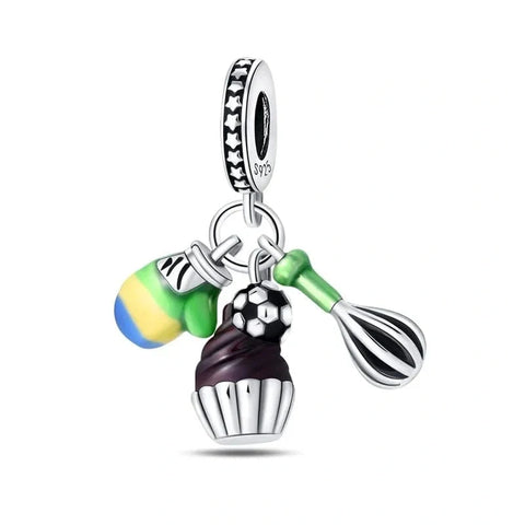 Chocolate Cake Football Dangle Charm - jewlouli chocolate-cake-football-dangle-pandora-charm-jewelry fits pandora bracelet