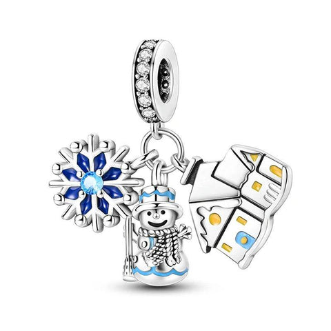 sterling silver christmas charms with Snowman & Snowflake