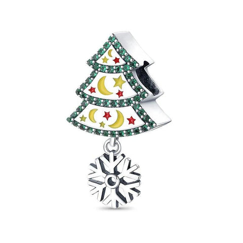 sterling silver christmas charms with Moon & Stars Christmas Tree - sterling silver christmas charms with Moon & Stars Christmas Tree