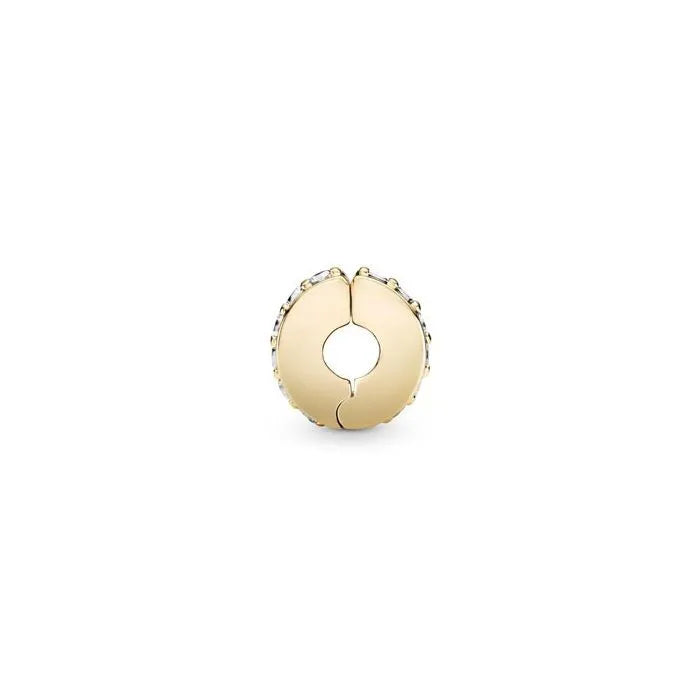 Clear Sparkling Row Clip 14K - Clip charm with clear sparkle row, crafted in 14K, adding luxury and shine to bracelets.