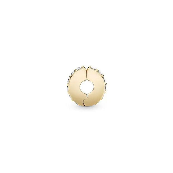 Clear Sparkling Row Clip - 14k plated - Clear Sparkling Row Clip 14K - Clip charm with clear sparkle row, crafted in 14K, adding luxury and shine to bracelets.