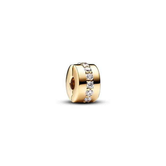 Clear Sparkling Row Clip - Pandora Shine - Sparkling clip with clear stones in Pandora Shine, perfect for a secure and elegant touch on bracelets