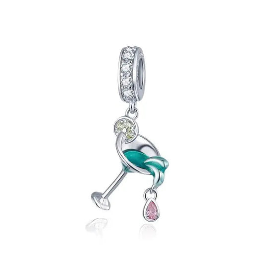 Cocktail Glass Silver Charm