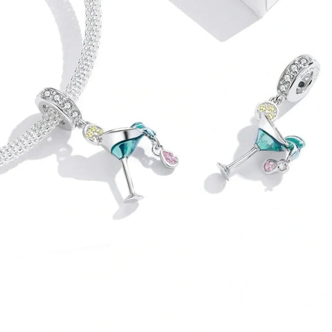 Cocktail Glass Silver Charm - Cocktail Glass Silver Charm