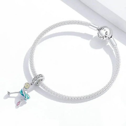 Cocktail Glass Silver Charm