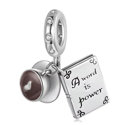 A word is Power Coffee & Book Charm