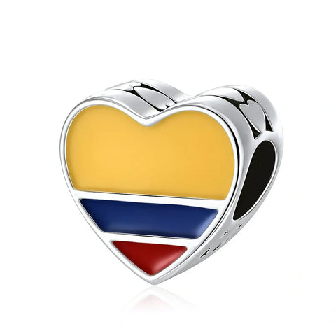 jewlouli colombia-flag-heart-pandora-charm-jewelry fits pandora bracelet
