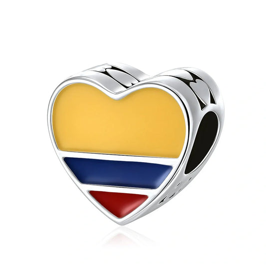 jewlouli colombia-flag-heart-pandora-charm-jewelry fits pandora bracelet