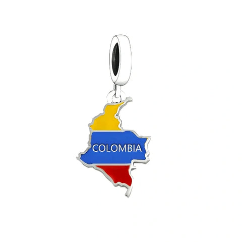 Colombia Map Dangle Charm - jewlouli colombia-map-dangle-pandora-charm-jewelry fits pandora bracelet
