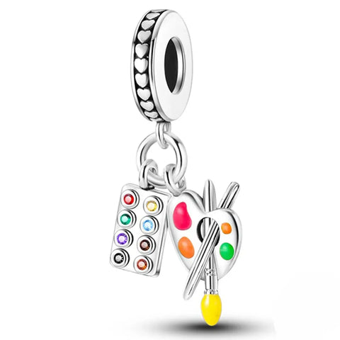 Colorful Artist Palette Charm - Colorful Artist Palette Charm- Creative Paintbrush Bead