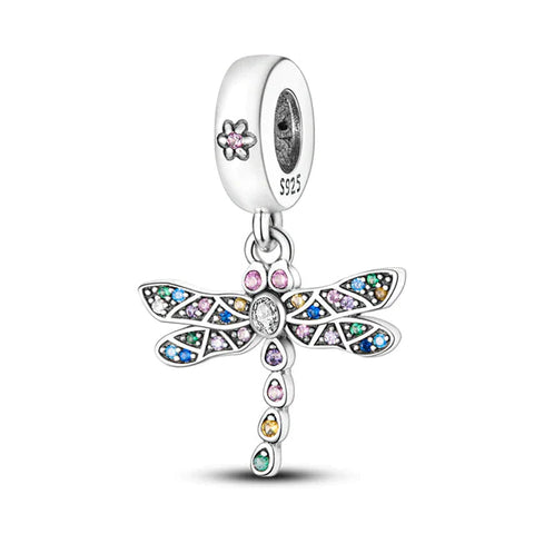 Colorful Silver Dragonfly Charm - Colorful Silver Dragonfly Charm